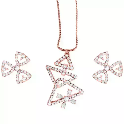 High Jewelry Pendant Earrings set 3dm stl 1-render detail