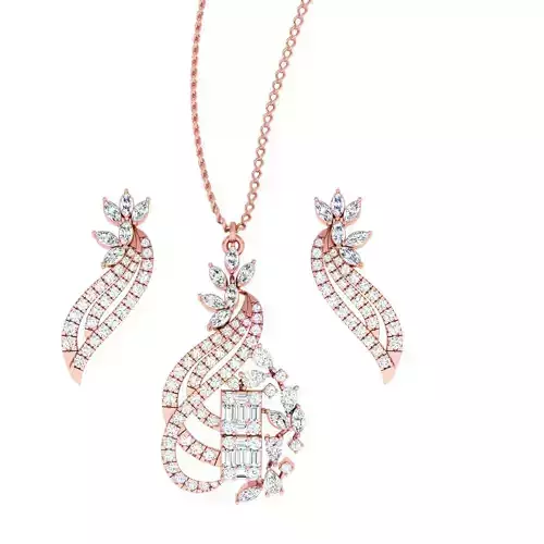 High Jewelry Pendant Earrings set 3dm stl 1-render detail