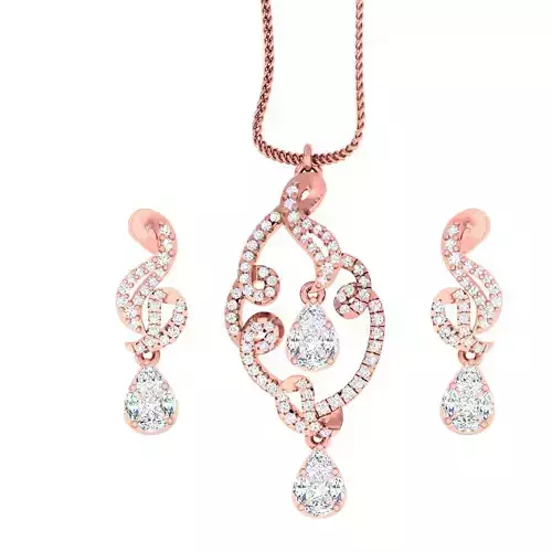 High Jewelry Pendant Earrings set 3dm stl 1-render detail