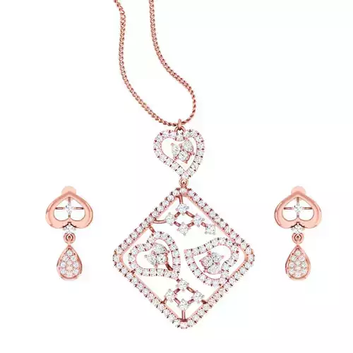 High Jewelry Pendant Earrings set 3dm stl 1-render detail
