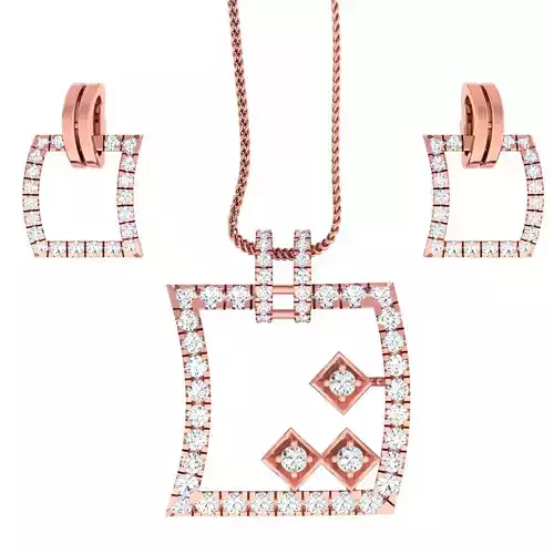 High Jewelry Pendant Earrings set 3dm stl 1-render detail