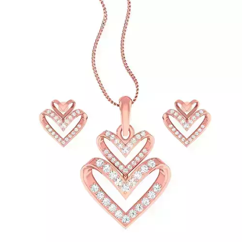 High Jewelry Heart Pendant Earrings set 3dm stl 1-render detail