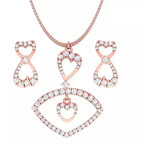 High Jewelry Pendant Earrings set 3dm stl 1-render detail