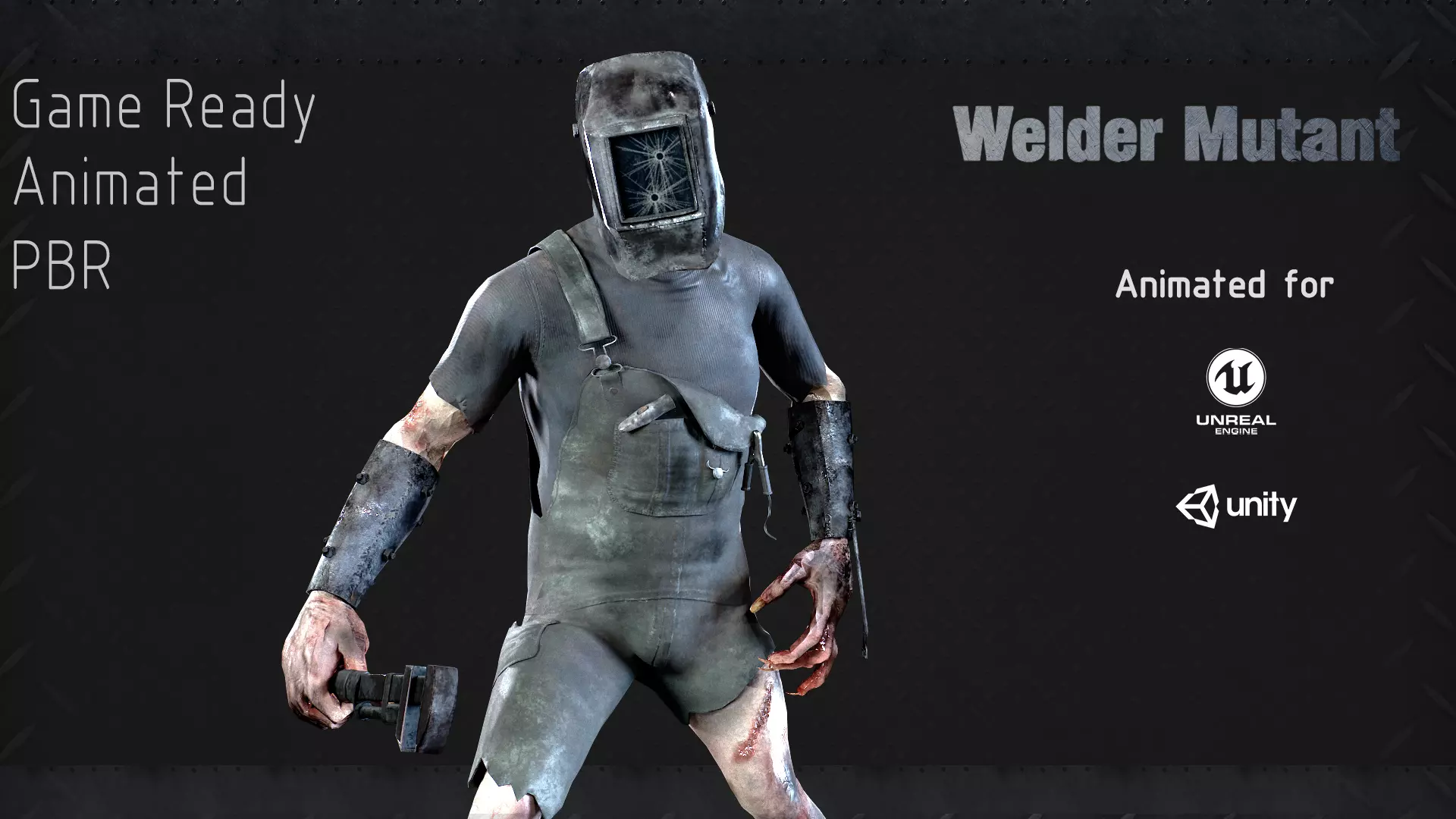 WelderMutant zombie Low-poly 3D model_0