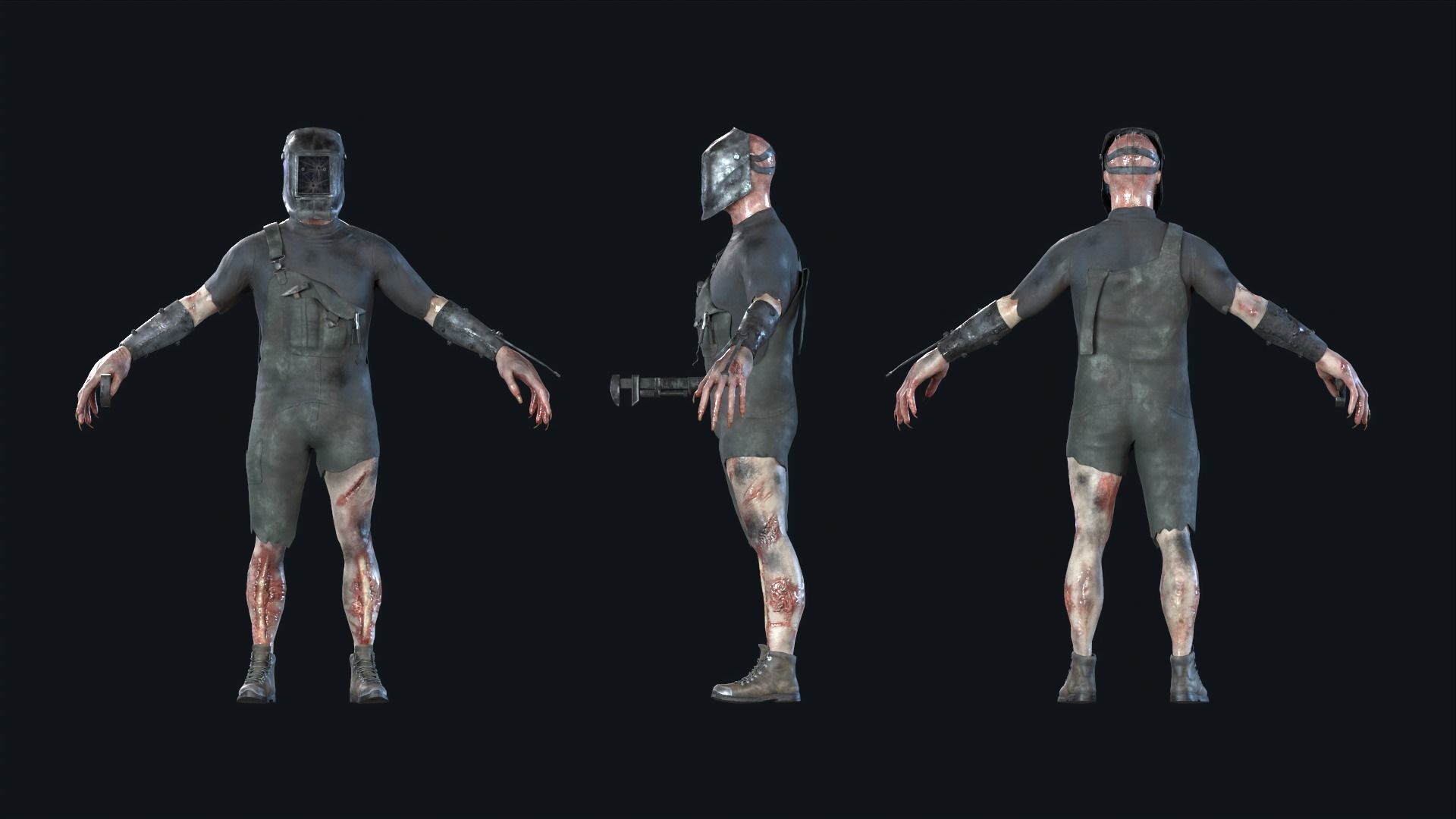 WelderMutant zombie Low-poly 3D model_3