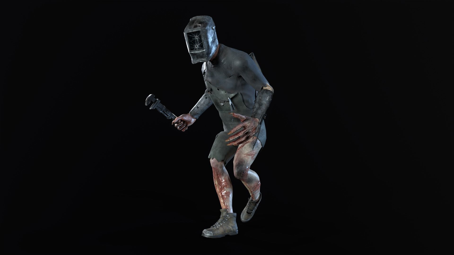 WelderMutant zombie Low-poly 3D model_7