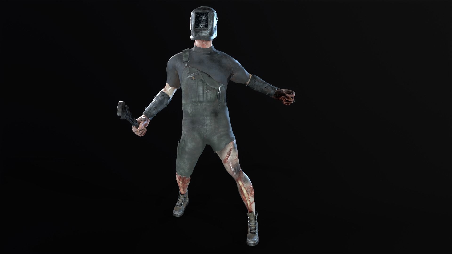 WelderMutant zombie Low-poly 3D model_14