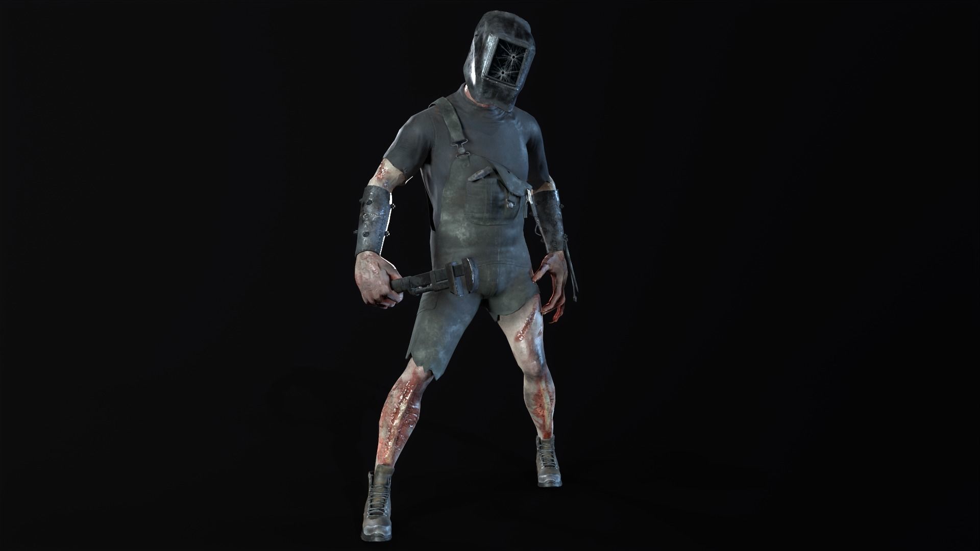 WelderMutant zombie Low-poly 3D model_5