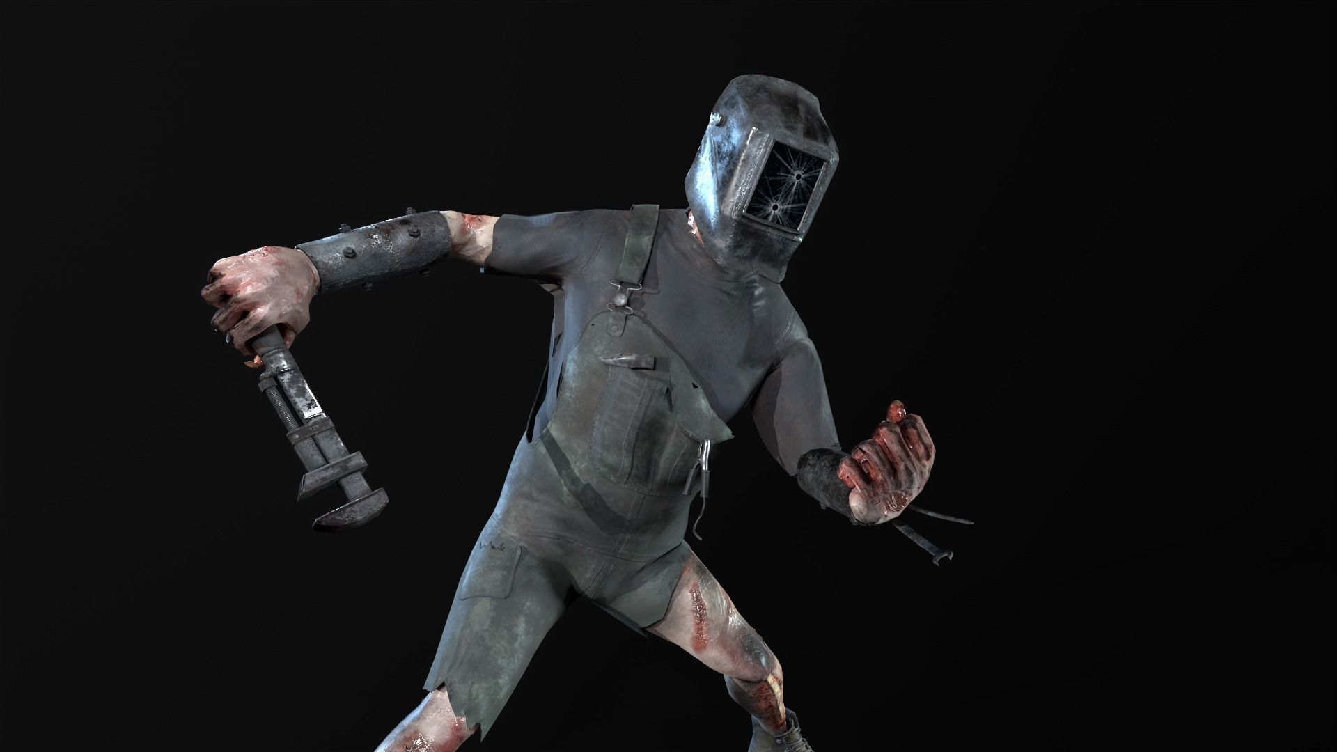 WelderMutant zombie Low-poly 3D model_12