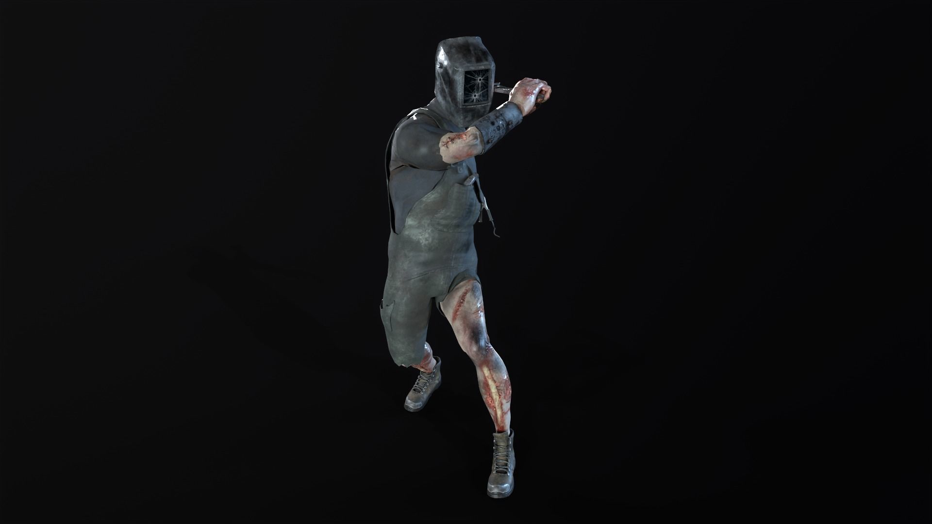 WelderMutant zombie Low-poly 3D model_9