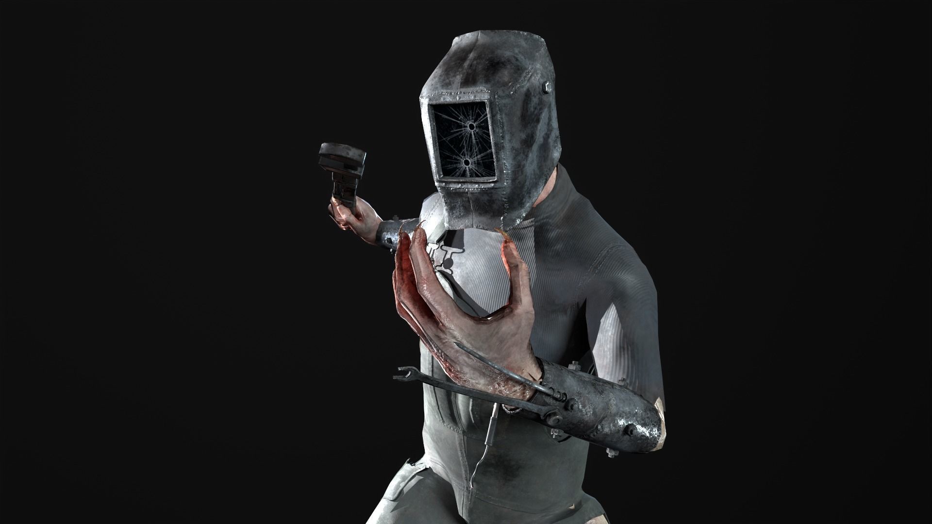 WelderMutant zombie Low-poly 3D model_11