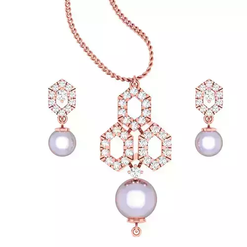 High Jewelry Pendant Earrings set 3dm stl 1-render detail
