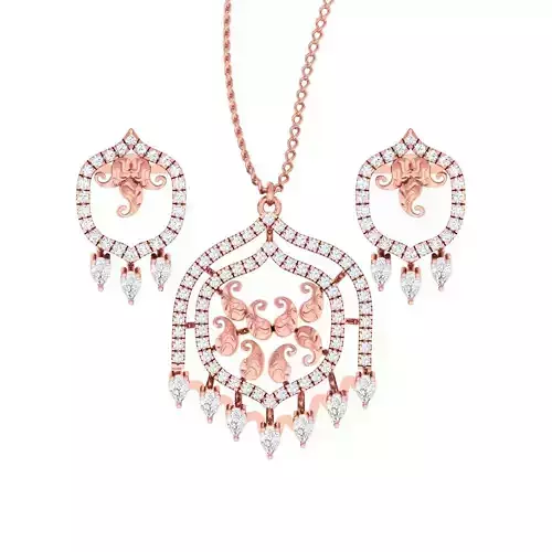 High Jewelry Pendant Earrings set 3dm stl 1-render detail