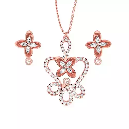 High Jewelry Flower Pendant Earrings set 3dm stl 1-render 3D print model