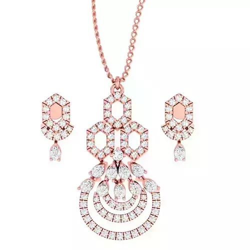 High Jewelry Pendant Earrings set 3dm stl 1-render detail