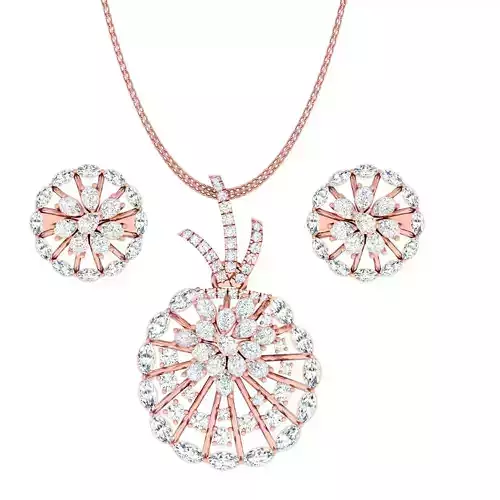 High Jewelry Pendant Earrings set 3dm stl 1-render detail