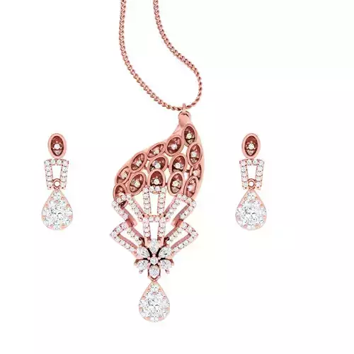 High Jewelry Pendant Earrings set 3dm stl 1-render detail