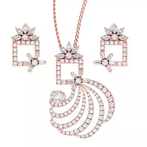 High Jewelry Pendant Earrings set 3dm stl 1-render detail