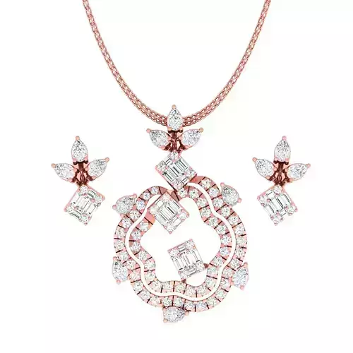 High Jewelry Pendant Earrings set 3dm stl 1-render detail