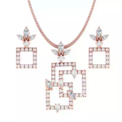 High Jewelry Pendant Earrings set 3dm stl 1-render detail