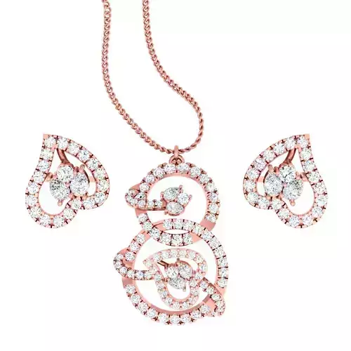 High Jewelry Pendant Earrings set 3dm stl 1-render detail