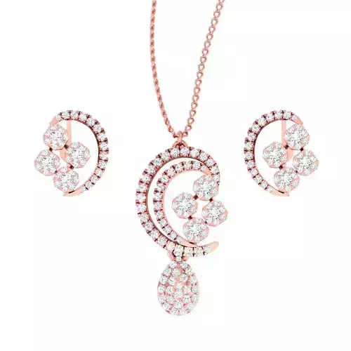 High Jewelry Pendant Earrings set 3dm stl 1-render detail