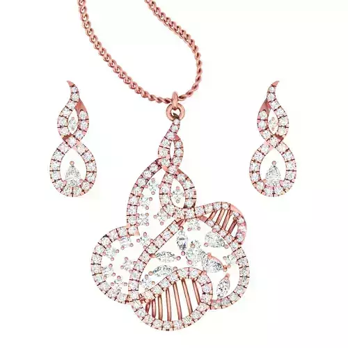 High Jewelry Pendant Earrings set 3dm stl 1-render detail