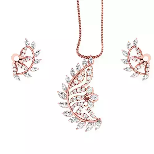 High Jewelry Pendant Earrings set 3dm stl 1-render detail