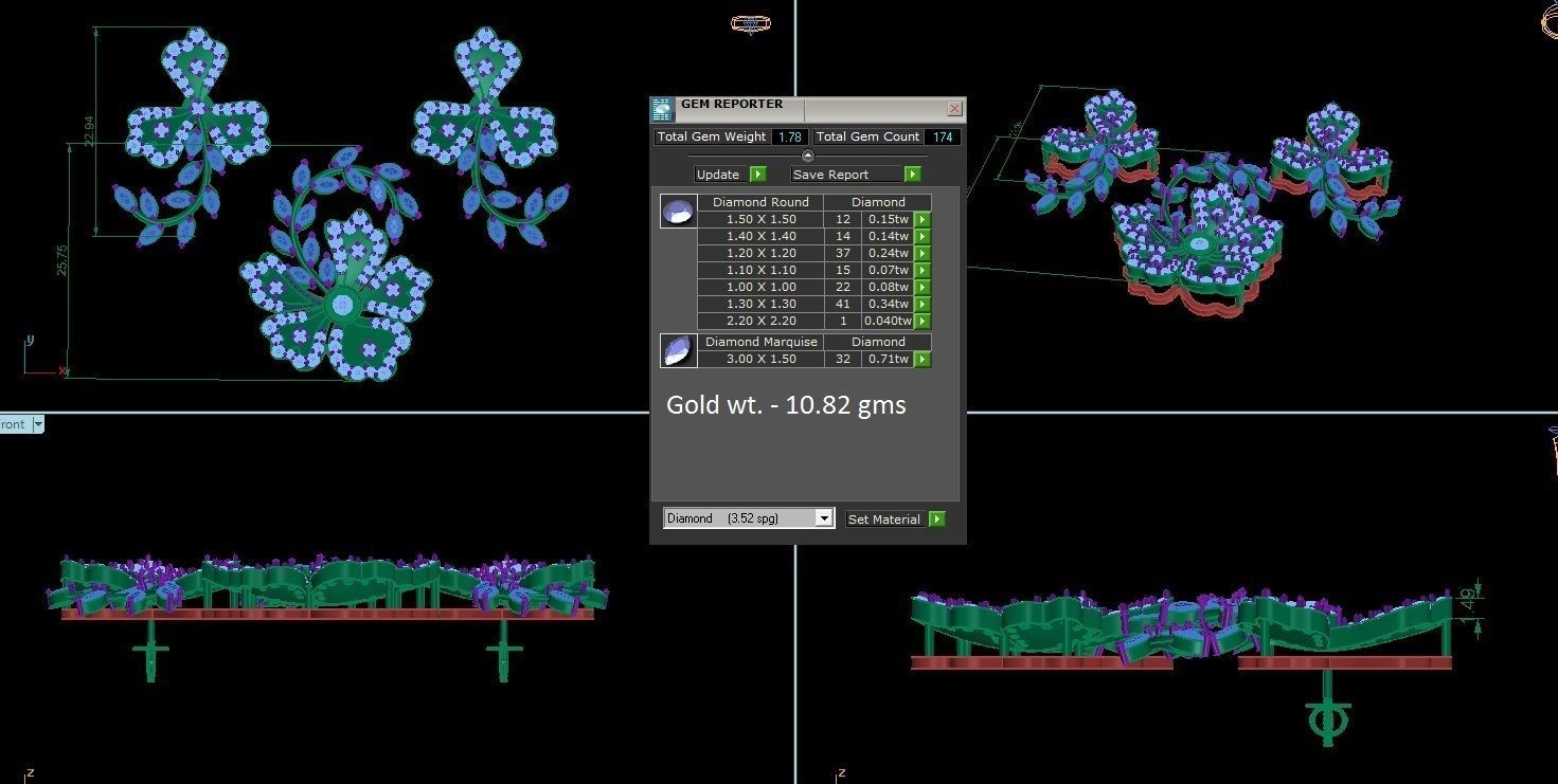 High Jewelry Flower Pendant Earrings set 3dm stl 1-render 3D print model_1