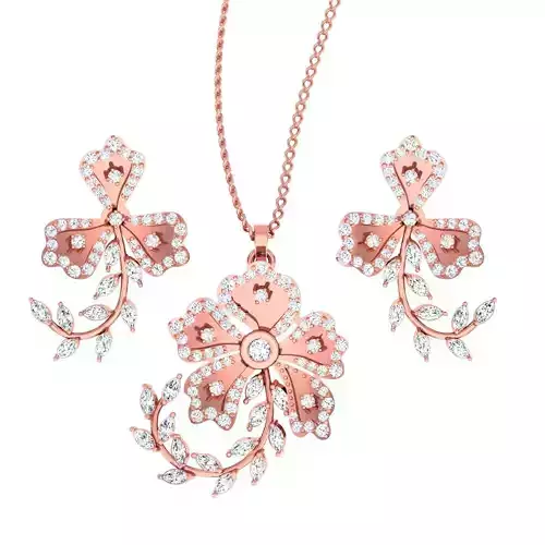 High Jewelry Flower Pendant Earrings set 3dm stl 1-render 3D print model
