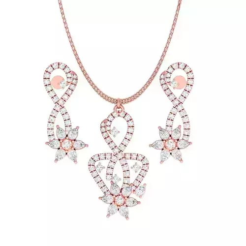 High Jewelry Pendant Earrings set 3dm stl 1-render detail