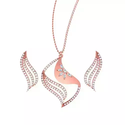 High Jewelry Pendant Earrings set 3dm stl 1-render detail