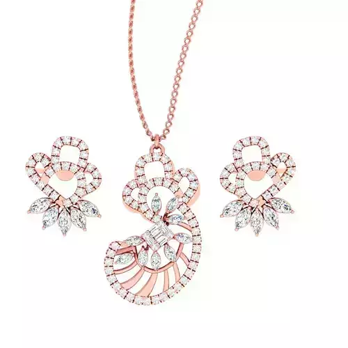 High Jewelry Pendant Earrings set 3dm stl 1-render detail