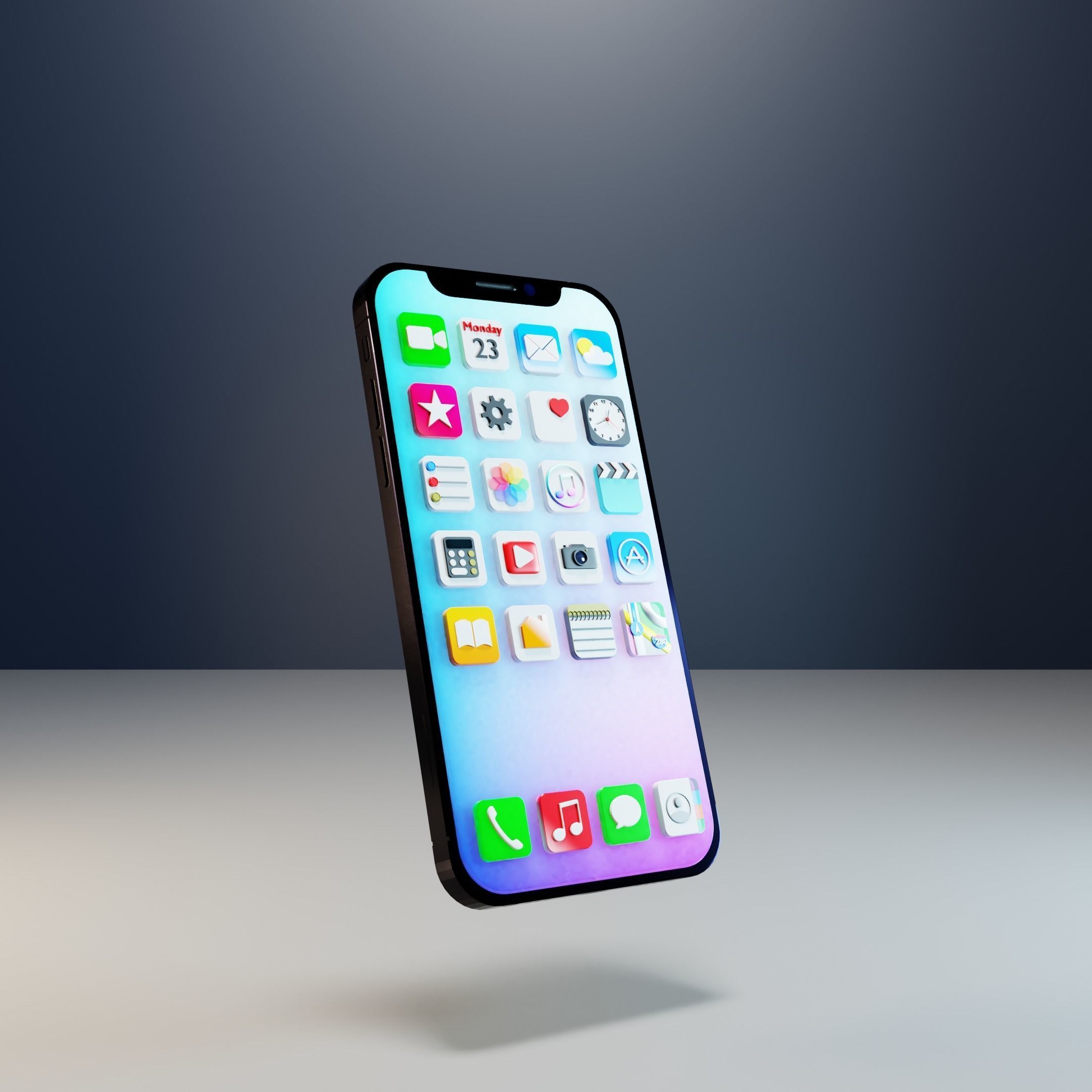 iPhone with 3D icons 3D model_3