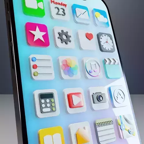 iPhone with 3D icons