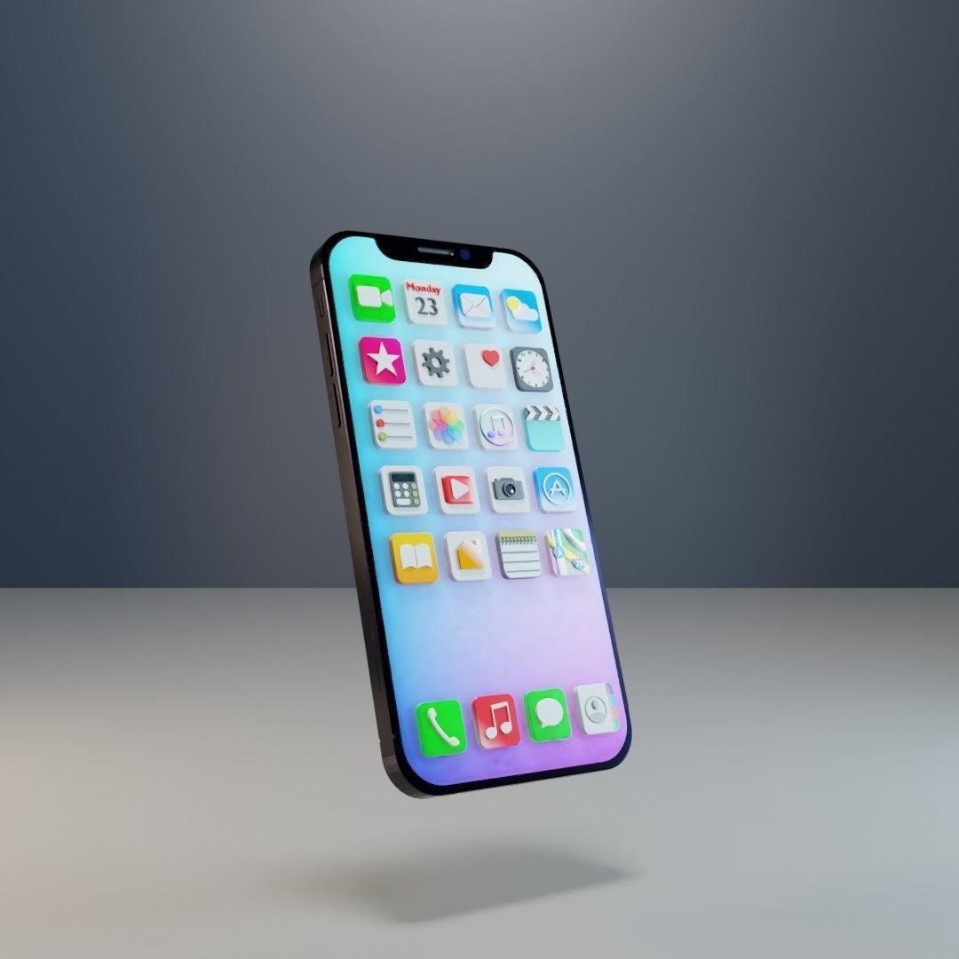 iPhone with 3D icons 3D model_1