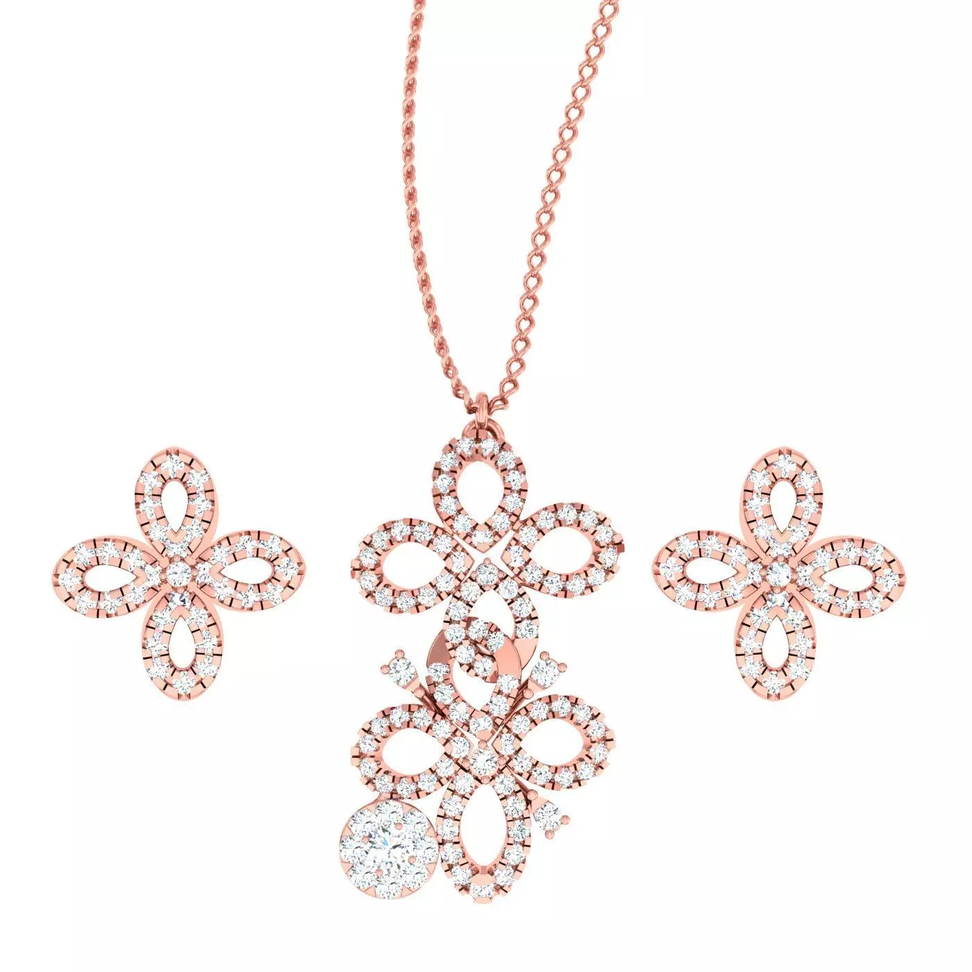 High Jewelry Pendant Earrings set 3dm stl 1-render detail 3D print model_0