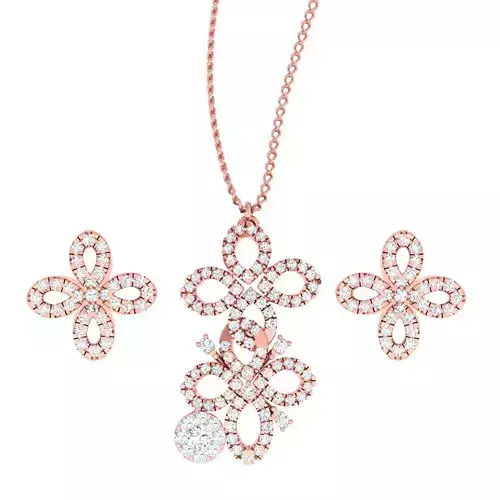 High Jewelry Pendant Earrings set 3dm stl 1-render detail