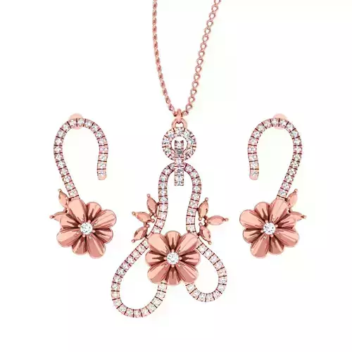 High Jewelry Flower Pendant Earrings set 3dm stl 1-render 3D print model