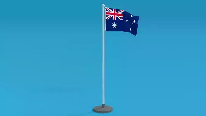 Low Poly Seamless Animated Australia Flag Low-poly 3D model