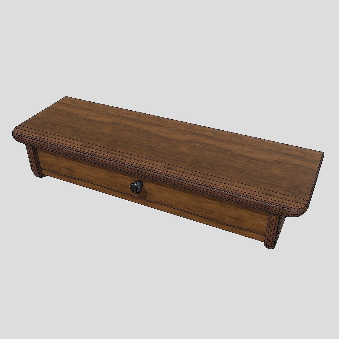 Wall Shelf 2 With Drawer Low-poly 3D model_6
