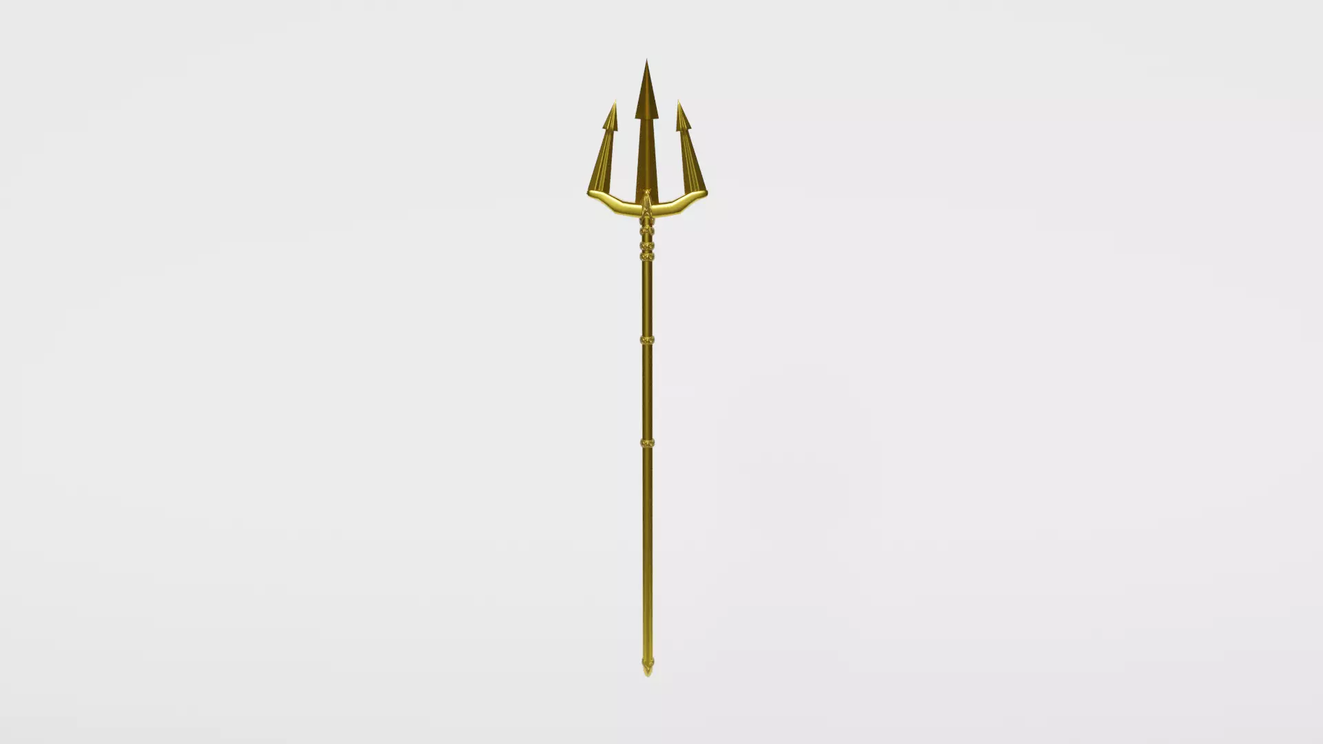 Golden Trident Low-poly 3D model_0