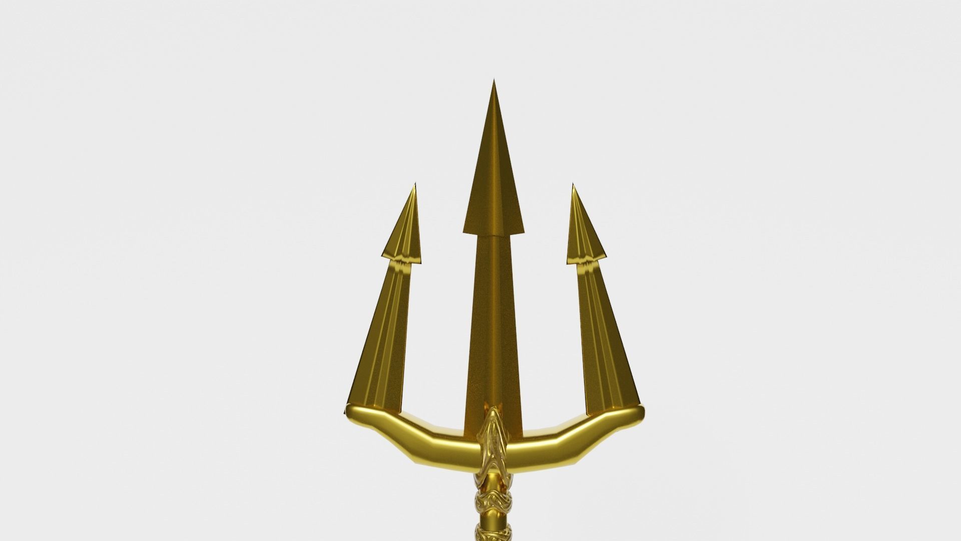 Golden Trident Low-poly 3D model_2