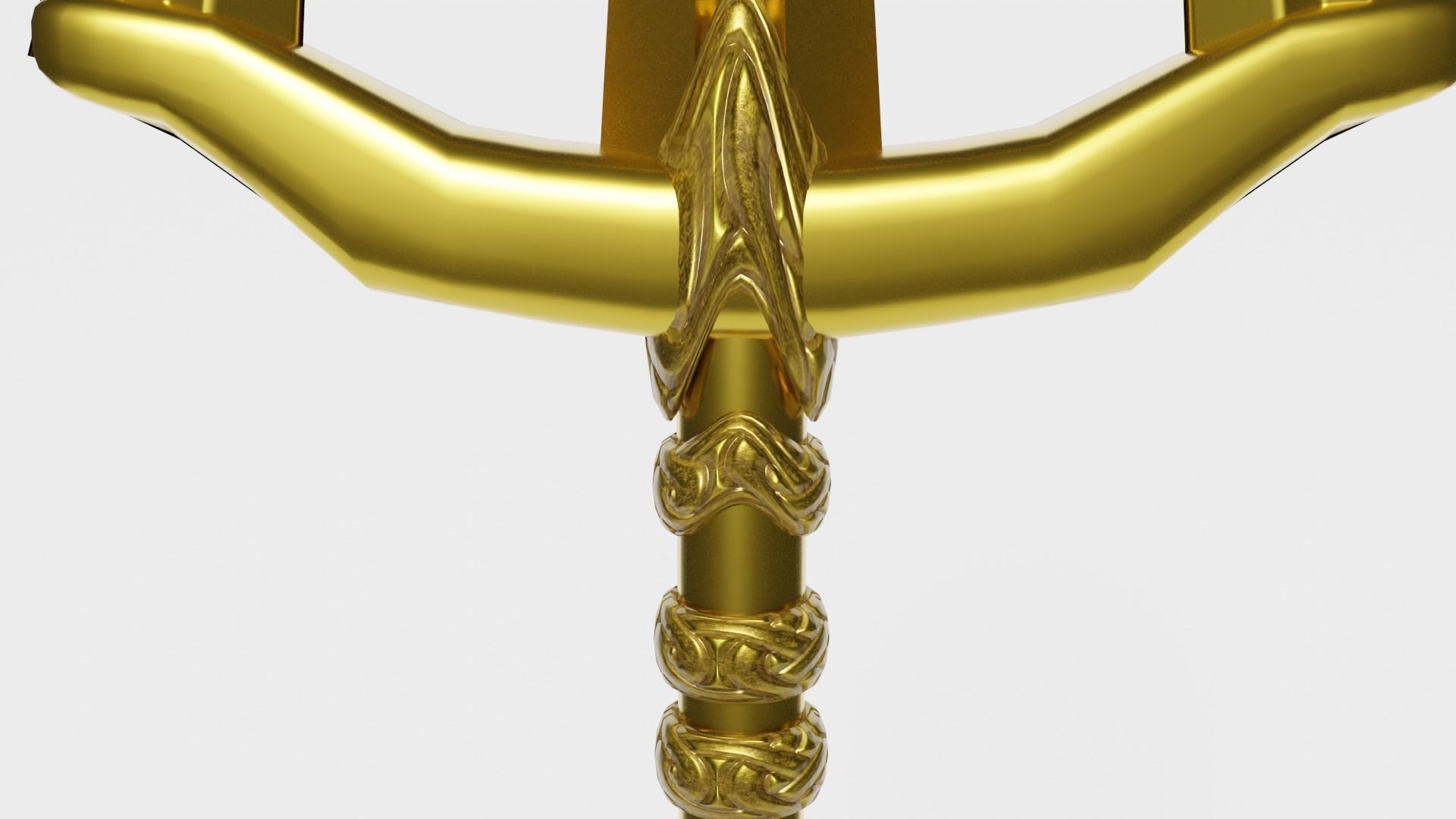 Golden Trident Low-poly 3D model_1