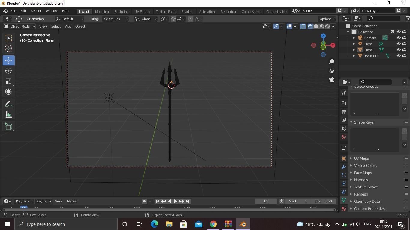 Golden Trident Low-poly 3D model_3