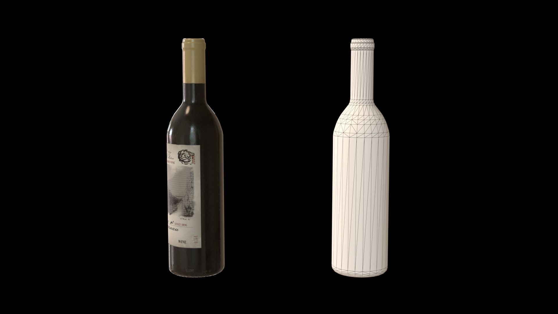 Red wine bottle Low-poly 3D model_11