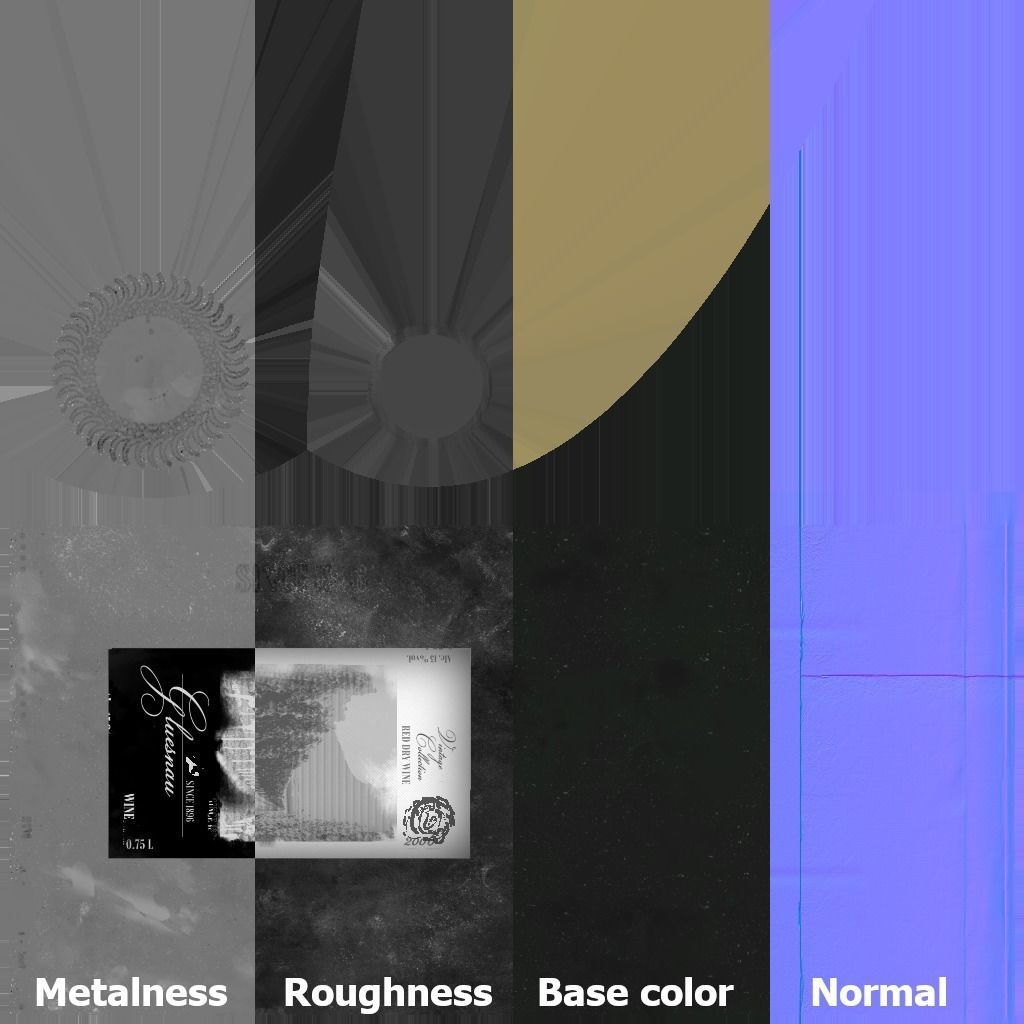 Red wine bottle Low-poly 3D model_6