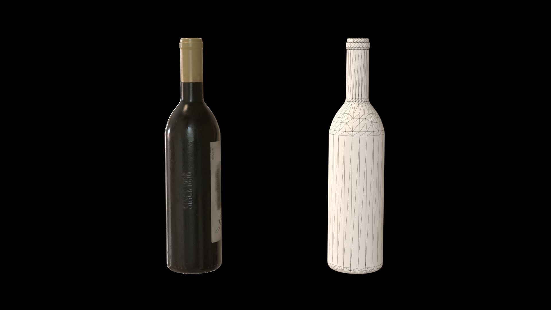Red wine bottle Low-poly 3D model_12