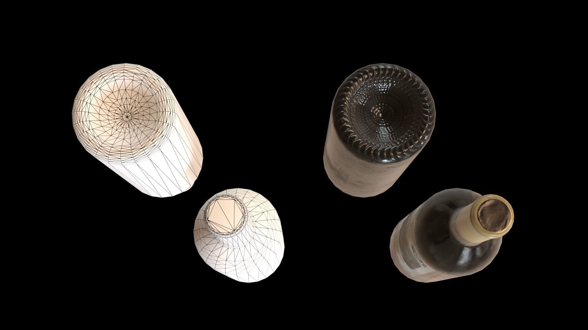 Red wine bottle Low-poly 3D model_14