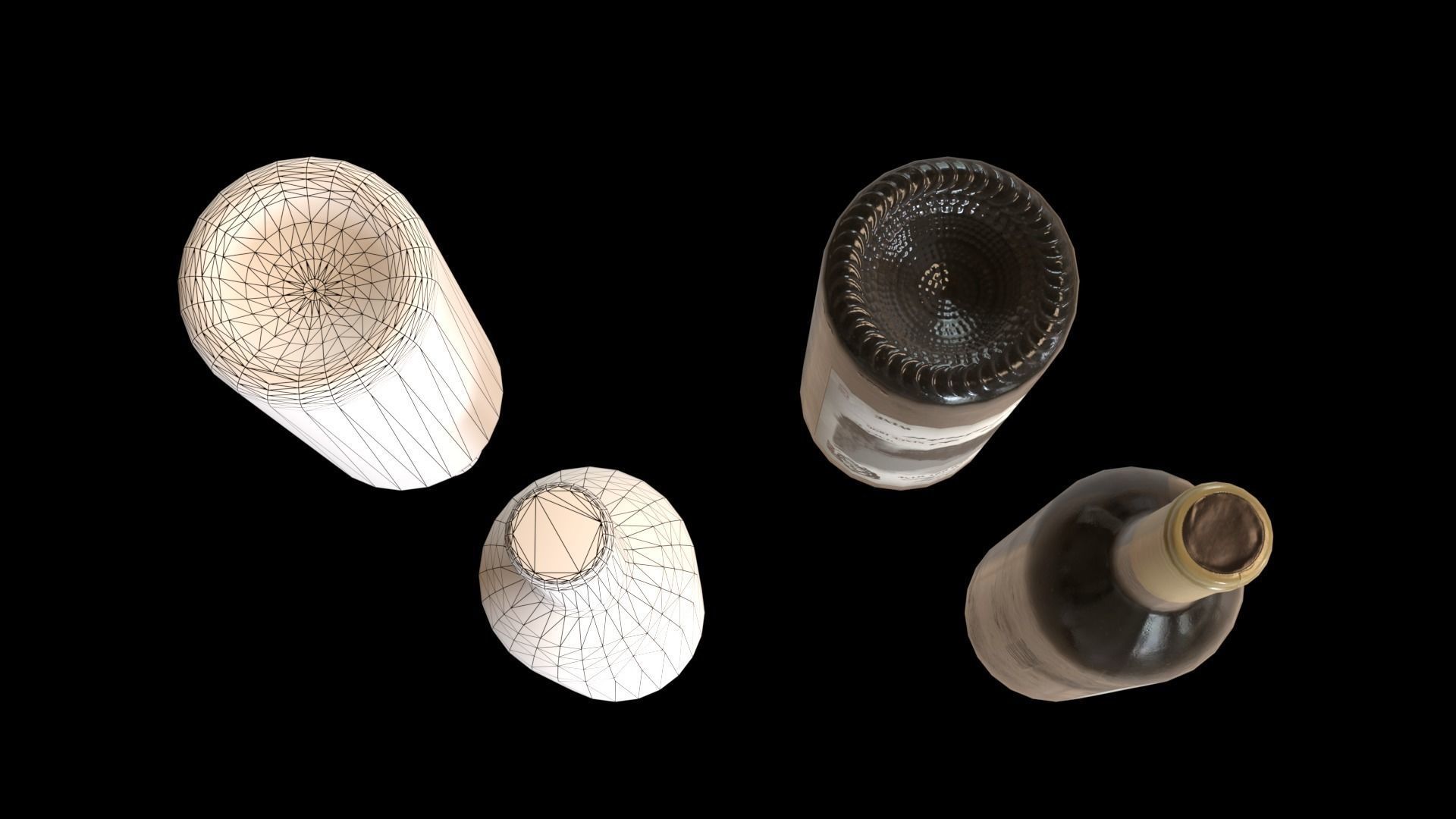 Red wine bottle Low-poly 3D model_16